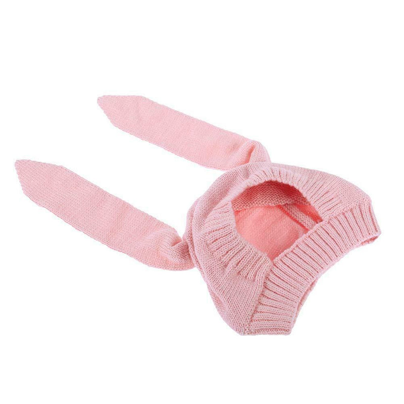 Infant Long Rabbit Ears Knitted Hat Baby Autumn Elastic Unisex Pink Cap