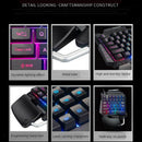 Portable One Handed Gaming Keyboard RGB Backlit Keypad USB Wired Gameboard Black