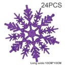 24pcs Snowflakes Xmas Tree Decor Plastic Glitter Snow Flake(Dark Purple)