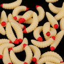 50Pcs 2.4cm Fishing Lure Maggot Grub Soft Lure Baits False Worms Beige