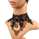 Gothic Steam Machine Gear Lace Crystal Female Necklace Clothing Decorative