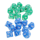 20 Pieces Acrylic Blue Green Multi-sided Dices D10 Die for Party Casino Pub