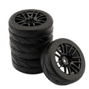 4Pcs 1/10 Rubber Tire Rc Racing Car Tires On Road Wheel Rim Fit For Hsp Hpi Y1P7