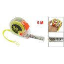 Plastic Housing Self Retract Measure Tape Rule 5M Yellow Orange Clear T6I5
