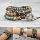 6MM Matte Stone Woven Multilayer Agate Leather Wrap Jewelry Bracelets