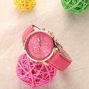 New Luxury Geneva Roman Faux Leather Analog Quartz Wrist Watches Rosered A