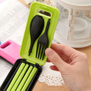 3pc Food Grade Folding Tableware Set Combination Spoon Chopsticks Fork Quality
