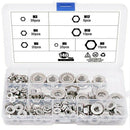 140-Pcs M3 M4 M5 M6 M8 M10 M12 Hex Flange Nuts Assortment Kit - 304 Stainle