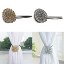 2x Magnetic Tieback Curtain Holdbacks Diamond Clips with Stretchy Rope for Home