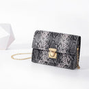 Women Serpentine Shoulder Handbag PU Leather Chain Small Crossbody Bags A