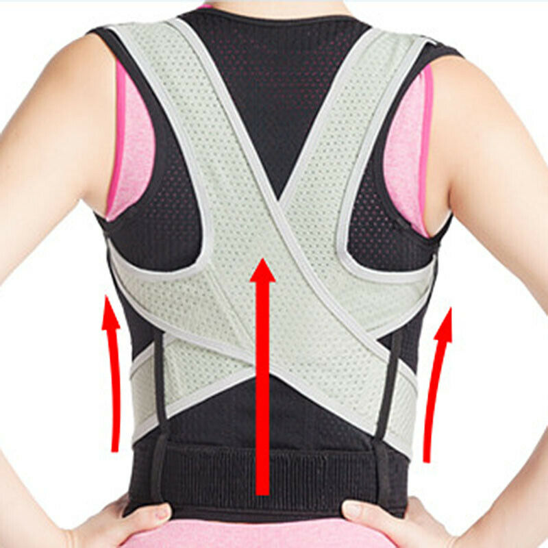 Back Brace Support Posture Corrector Back Corset Spine Lumbar Shoulder Brac P8U4