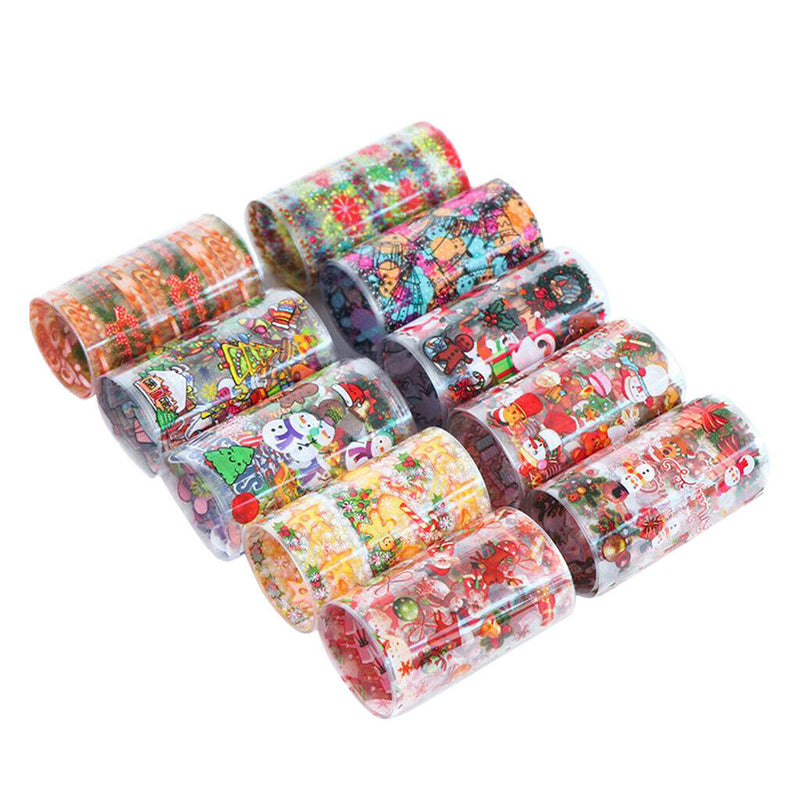 10 Rolls Christmas Nail Stickers Snowflakes Snowmen Xmas Tree Nail Art Decals