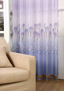 Blue Roses Polyester Voile Lattice Curtains Window Blinds Beads Trims 1x2.5M