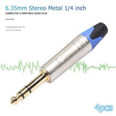 4pcs 6.35mm 6.5mm Jack Male Plug Stereo Connector Adapter for Microphone