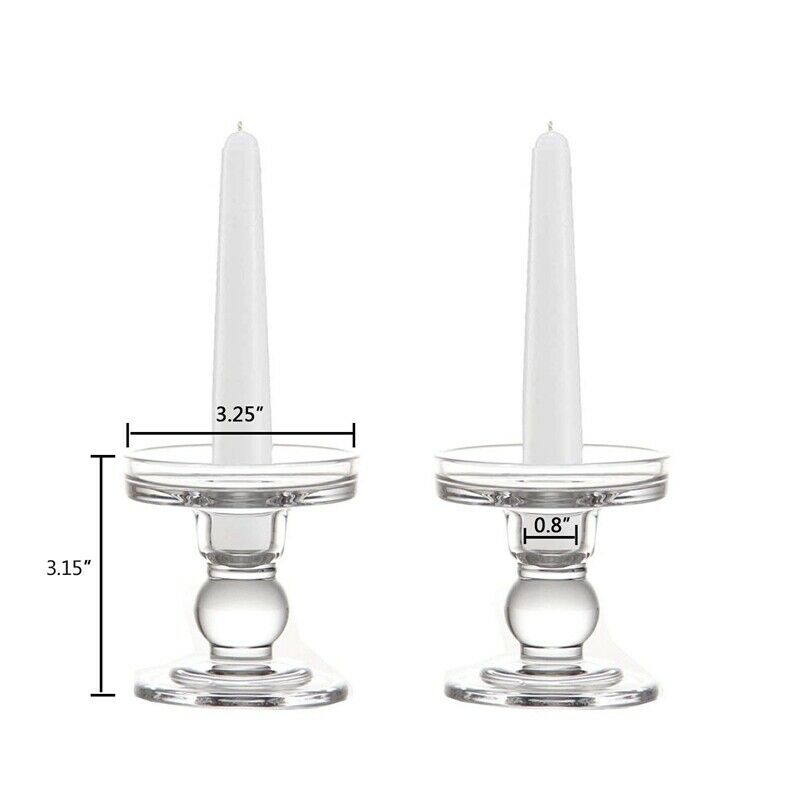 Clear Glass Pillar Candle Holder, Dual Use Taper Candle Stand for Pillar or B9M6