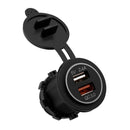 DC 12-24V Waterproof Dual USB Port Charger Quick Charge 3.0 LED Green