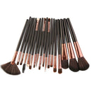 18pcs/Set Makeup Brush Fan-Shaped Coffee Tube Foundation Tool(Black Rod) A