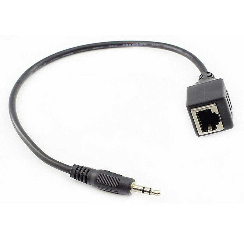 3.5mm Audio Male to RJ45 Socket Ethernet Adapter Short Cable CAT5 CAT6 Extender
