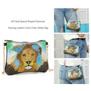 DIY Lion Special Shaped Diamond Painting Women Leather Chain Crossbody Bags