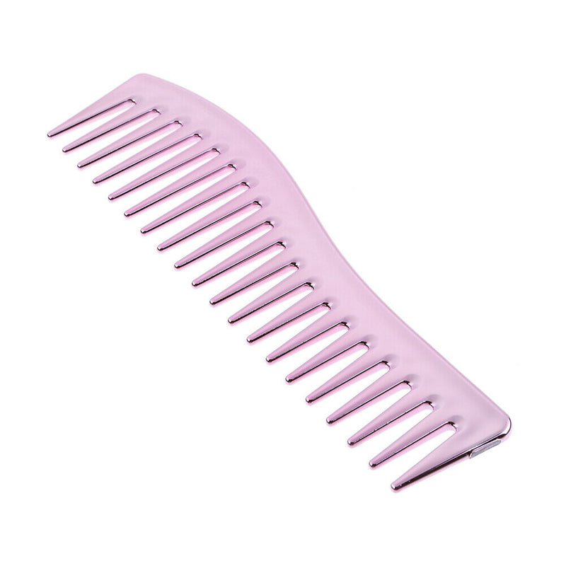 Electroplating Hairdressing Comb Hair Brush Large Wide Tooth Combs (Pink)