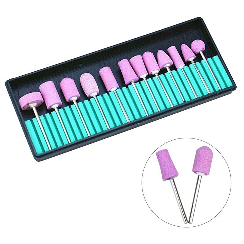 12Pcs/Set Ceramic Electric Machine Drill Bits File Nail Art Polishing Grind H1W5