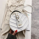 Creative Round Shoulder Bag Leather Small Women Crossbody Handbag (White) A