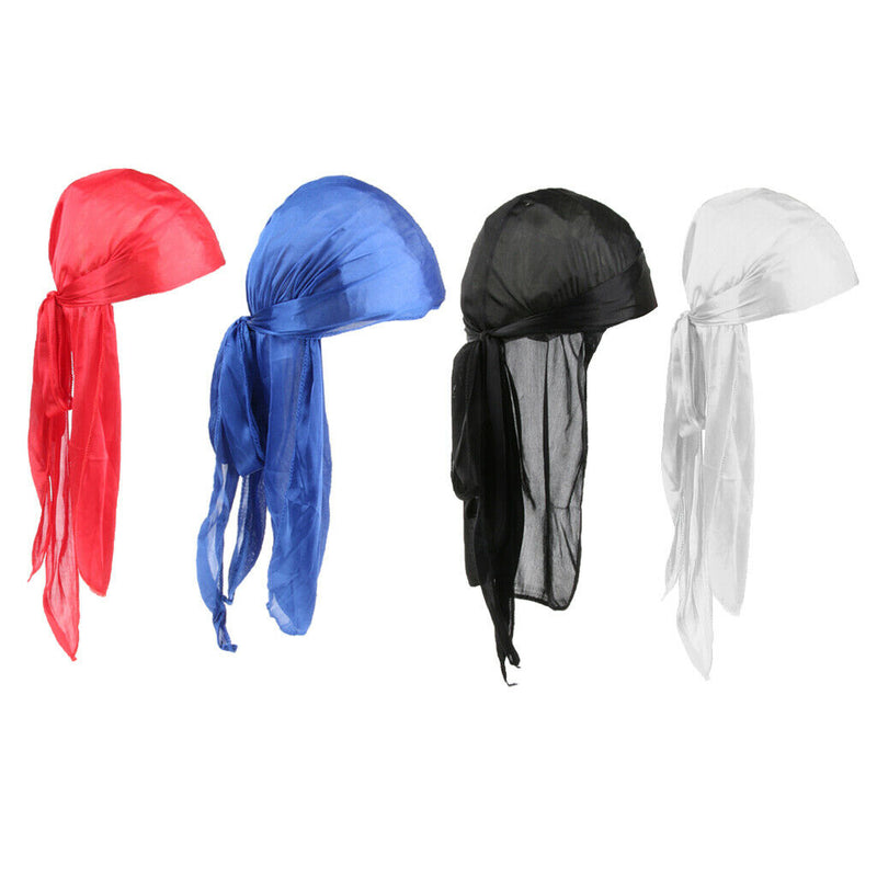 4Pcs Women Ladies Durag Wave Cap Hair Loss Muslim Chemo Cap Pirate Hats