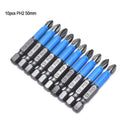 10pc Anti Slip Electric Hex Shank Magnetic 50mm PH2 Cross Screwdriver Bit T ly