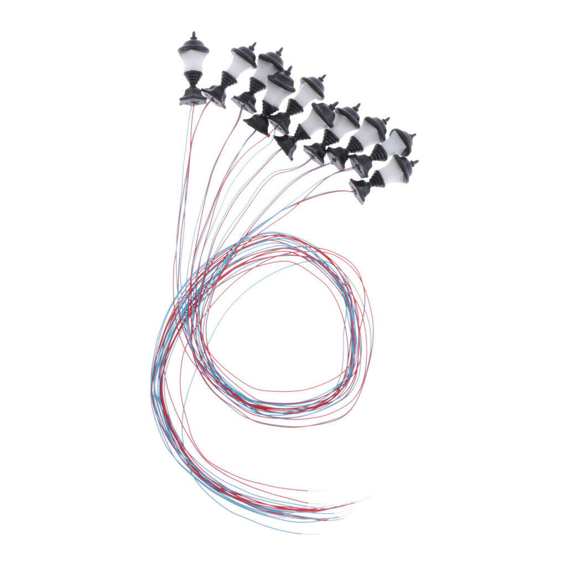 10pcs Train Railroad Street Lights HO Scale LEDs Garden Park Lights 1:100