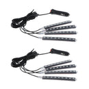 2pcs 9 LED Car Strobe RGB LED 4 Strip Light Decor Atmosphere Lamp Interior Light