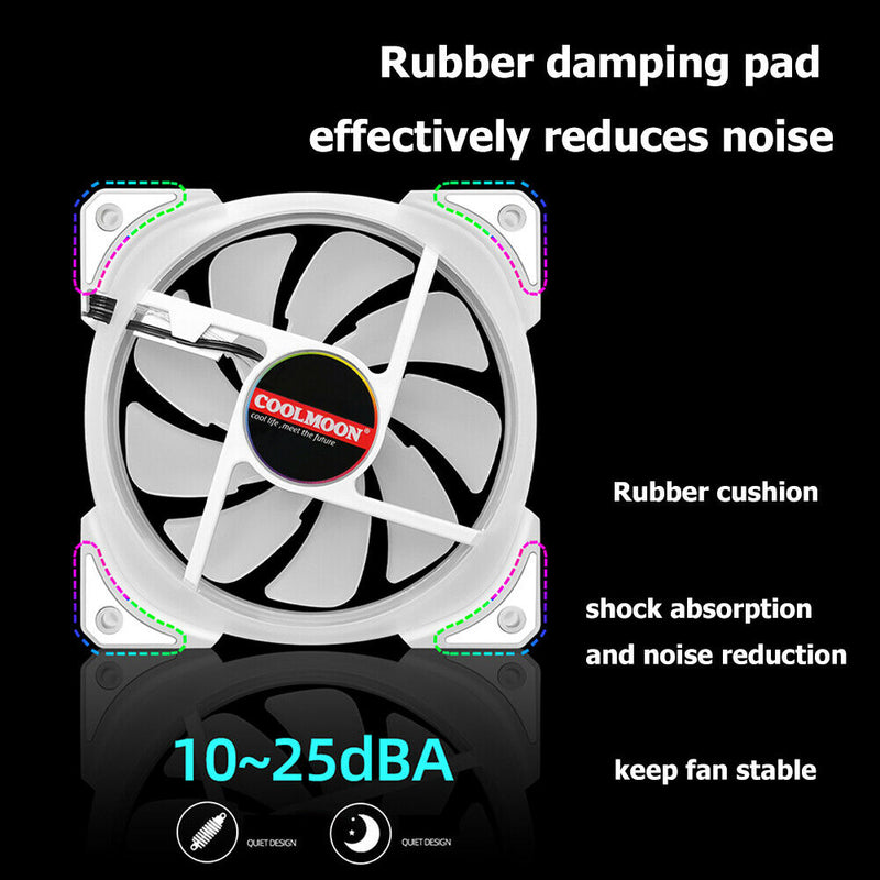 PC ARGB Cooling Fan 12V RGB 6 Pin 120mm Quiet Wireless Computer Case Cooler