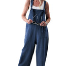 Fashion Women Dungarees Pure Colour Harem Strap Pant Loose Straight Jumpsui