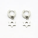 Pair Stainless Steel Hexagon Dangle Hoop Huggies Earrings WeddingJewelry 4mm