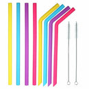 10pcs/Set Colorful Silicone Straws 9.8inch Reusable Straw 4 Bent 4 Straight