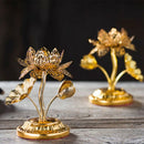 Golden Silk Hollow Lotus Candle Ghee Lamp Holder For The Buddha Candle Hold
