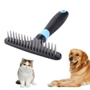 Double Row Stainless Steel Pins Dog Rake Deshedding Dematting Brush Comb