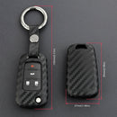 For Chevy Buick Regal Cruze Flip Car Key Fob Chain Ring Case Cover Carbon Fiber