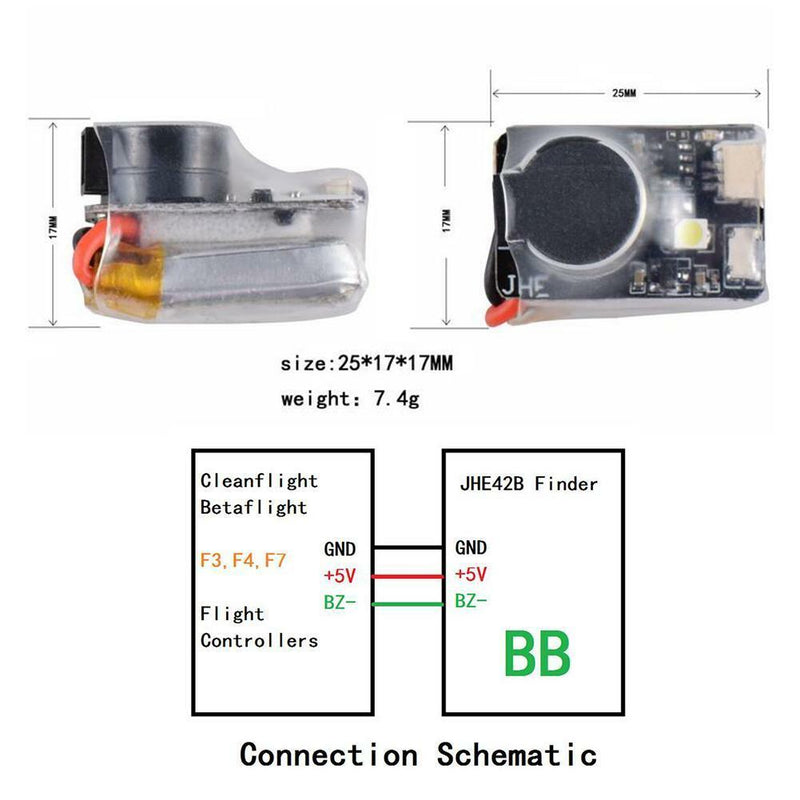 JHE42B 5V 110dB Finder BB Buzzer Tracker with BF / CF Flight Control FPV Drone