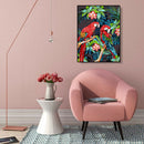 Painting By Numbers Kit DIY Parrot Flower Hand Paint Canvas Oil Art Picture