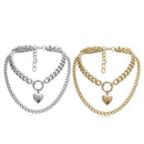 Punk Metal Heart Choker Necklace For Women Big Thick Chain Round Hollow Mul