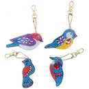 4pcs DIY Birds Full Drill Special Shaped Diamond Painting Keychains Gifts