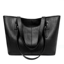 Solid Color Shoulder Handbags Women PU Leather Top-handle Bags Large Totes