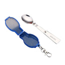 Outdoor Camping Utensil Stainless Steel Folding Spoon with Box (Blue) A