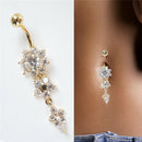 Women's Rhinestone Tassel Navel Dangle Button Belly Ring Bar