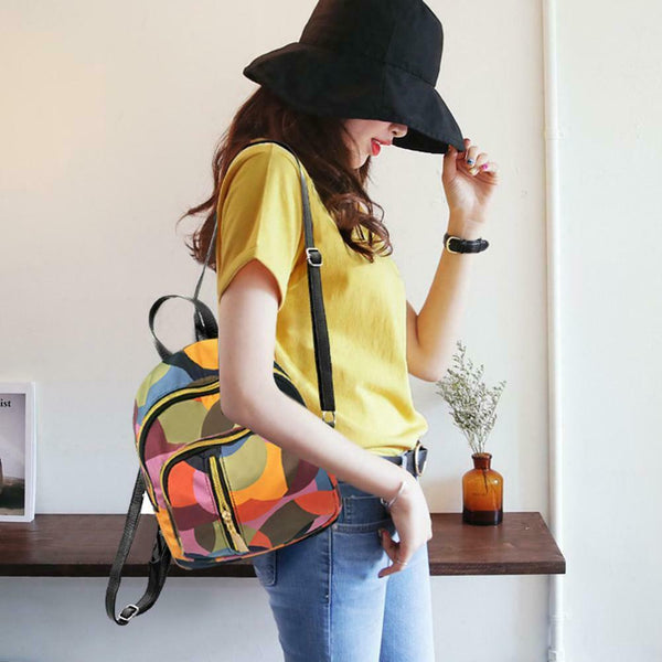 Geometric Print Backpacks Girls Preppy Women Small Shoulder School Bags