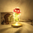 LED Light Artificial Rose Flower Glass Shade Wedding Decor Valentine's Day Gift