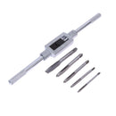 6pc 3F Hand Screw Thread Metric Plug Tap Set M3 M4 M5 M6 M8+1/16-1/4" Tap Wrench