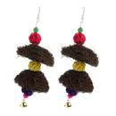 2 x Hanging Parrot Chewing Toys with A Bell - Multicolored Rattan Blocks Tearing