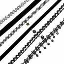 6 Pieces Choker Necklace Set Stretch Velvet Classic Gothic Tattoo Lace Chok R1M4