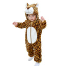 Leopard Shaped Flannel Rompers Baby Kids Long Sleeve Hooded Jumpsuit (0-6M) A